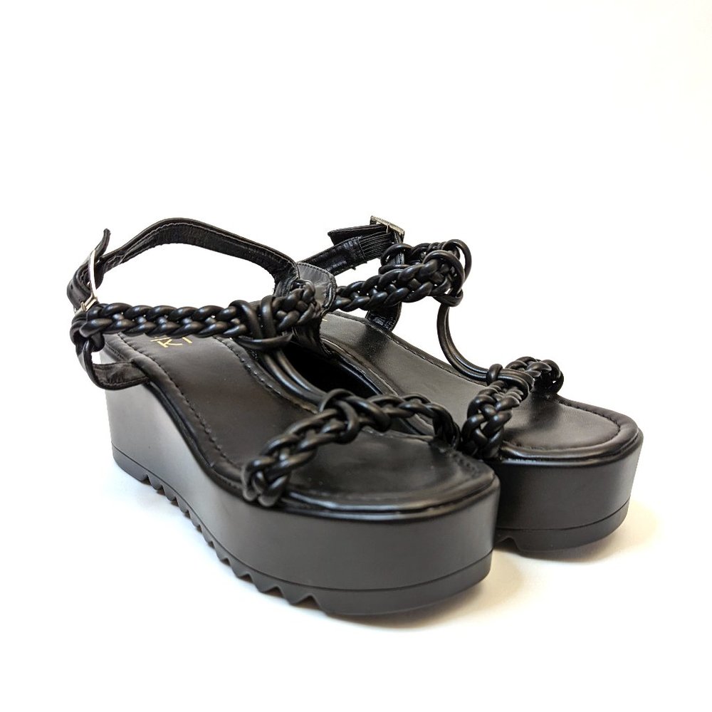 YOKI Women's Bumble 05 Y2K Goth Punk Platform Sandal Wedge Strap Black Size 6.5